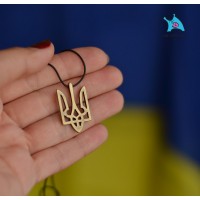 Кулон "Герб України. Тризуб 33*18 мм". Колір бронза, каучуковий шнурок